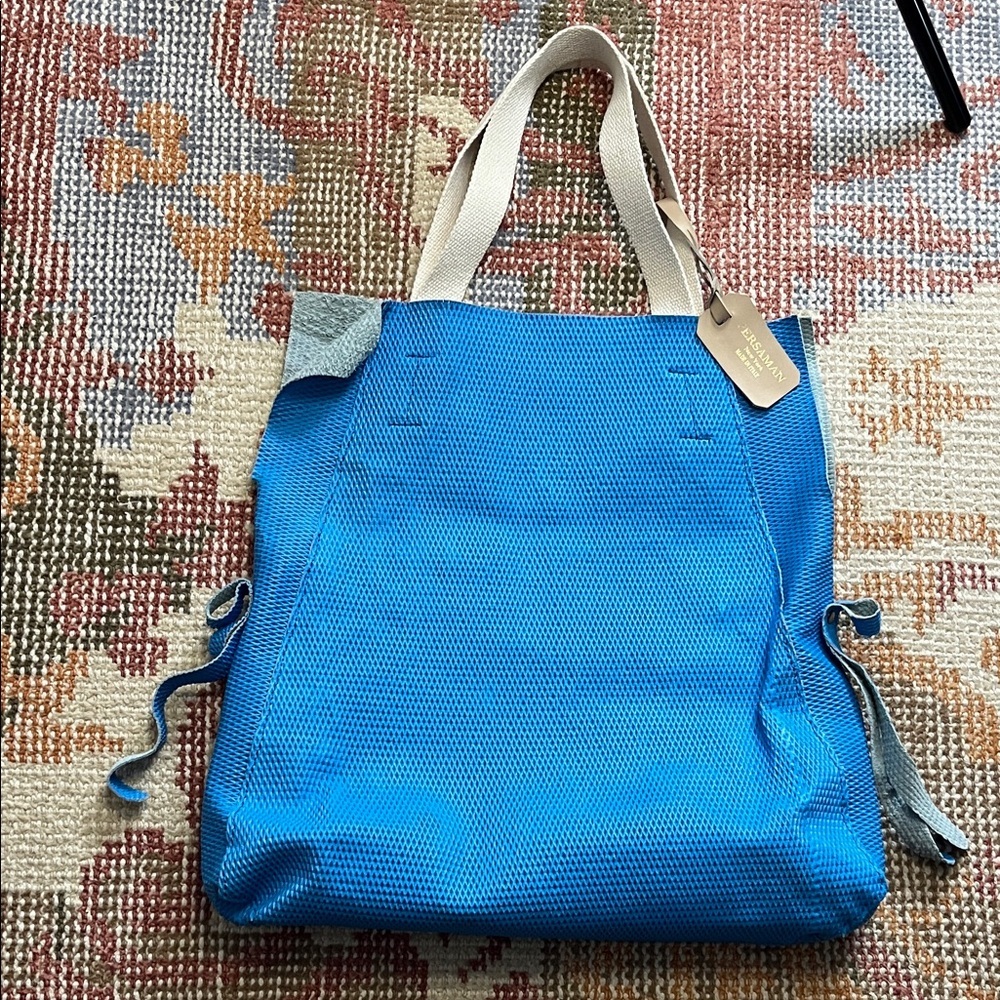 Persaman New York Made in Italy Blue Leather Tote
